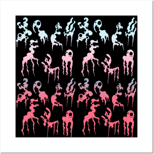 Funky Mammals Sunset BLACK Posters and Art